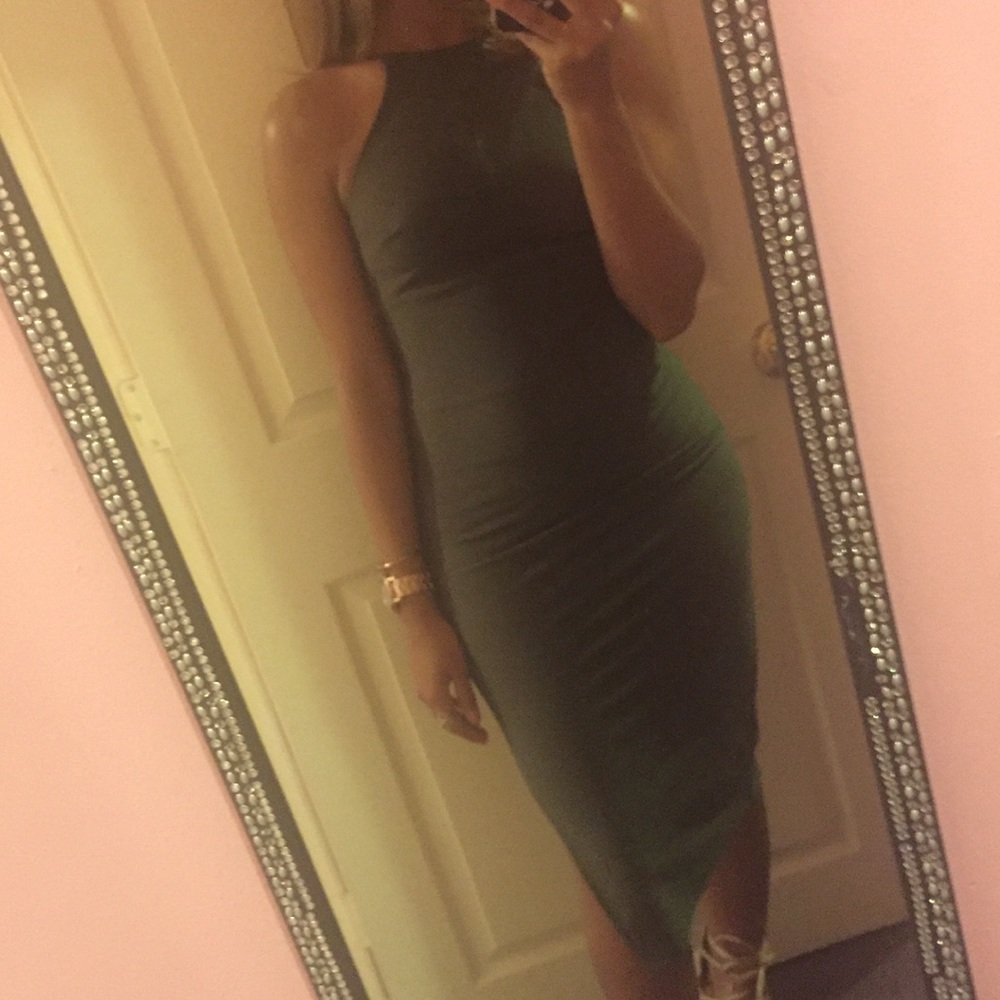 Backless Army Green Dress